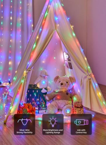 Brightown 300 LED Fairy Curtain Lights, 9.8ft x 9.8ft Curtain String Lights - Image 3