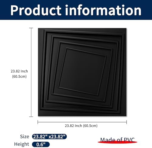 Art3dwallpanels PVC Ceiling Tiles 24 Pack Black - Image 2