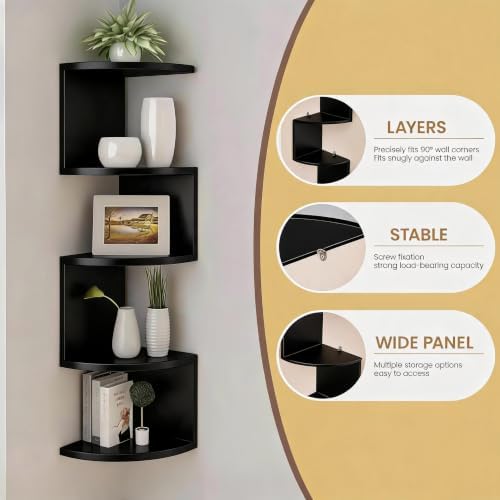 5-Tier Corner Shelf, Floating Corner Shelf Wall Mounted - Image 4