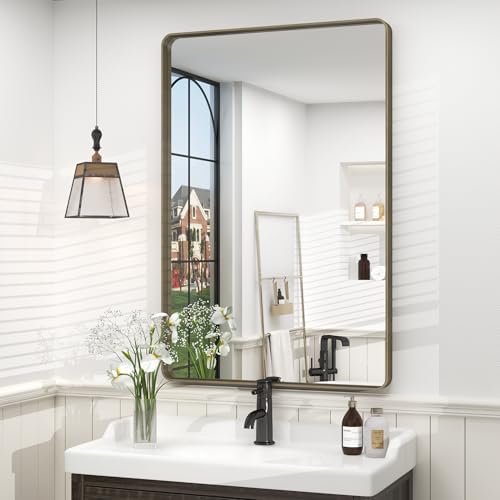 24x36 Inch Brushed Bronze Bathroom Mirror by CHARMOR