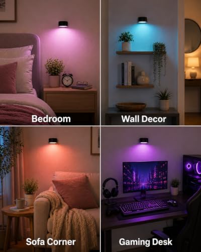 RGB Wall Sconces, Rechargeable Magnetic Lights - Image 4
