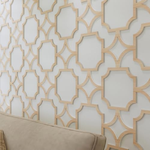 Decorative Modular Fretwork 3D Wall Panels, Star Lattice Oak by Unknown