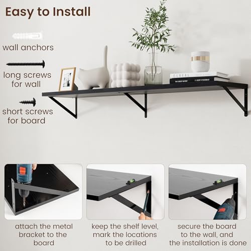 Axeman Floating Shelves for Wall Black- 55 Inch Wide x 12 Inch Deep Wall - Image 6