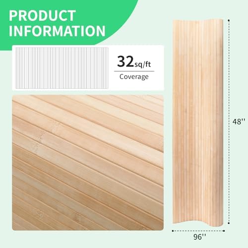 AMZDEPOT Natural Bamboo Wall Panel, 48 x 96 Inch, Carbonized - Image 6