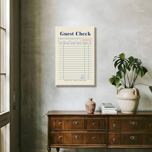 Blue Blank Guest Check Posters Trendy Retro Wall Art fun Diner Art Canvas Print - Image 7