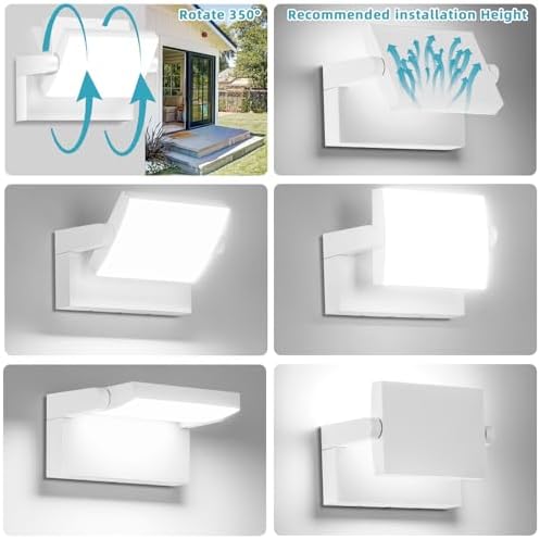 LED Wall Light Outdoor 40W 360° Rotatable Panel 6000K IP65 3 Pack - Image 2