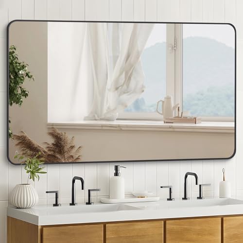 DESBING 36" x 48"Bathroom Mirror, Matte Black Wall Mirror - Image 3
