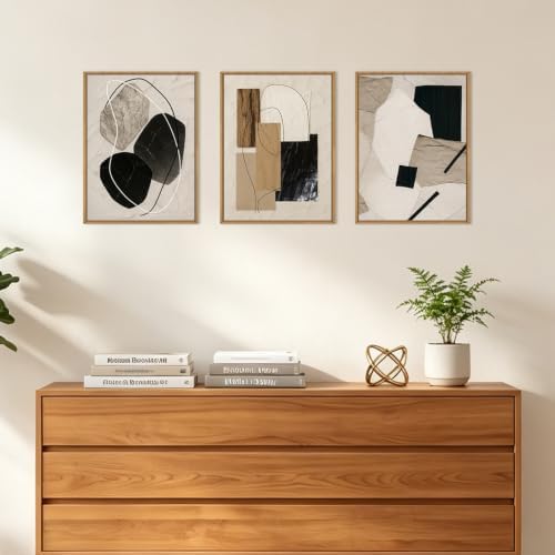 BINCUE Framed Abstract Wall Art Neutral Modern Wall Decor - Image 4