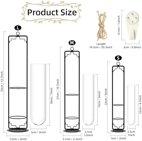 MIPON Metal Hanging Plant Propagation Station, 3 Size Glass Test Tube - Image 2