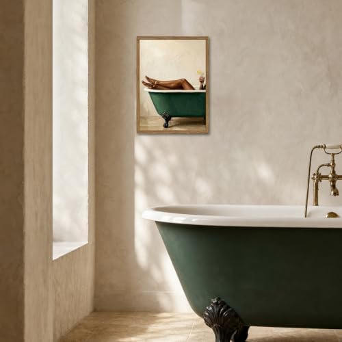Black Woman Green Bathtub Wall Art Modern Luxury Bathroom Wall Decor Painting - Image 7