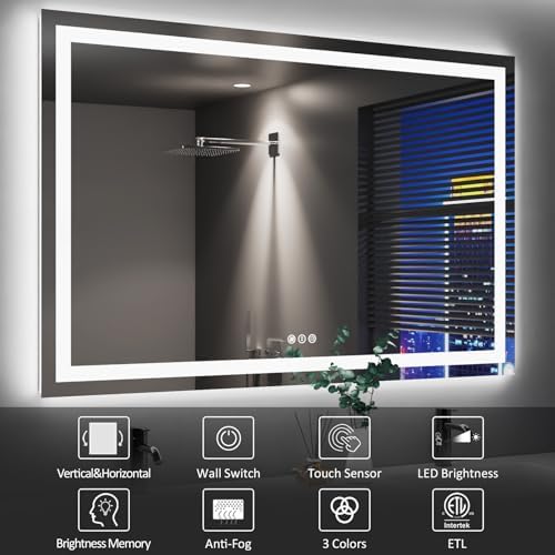 Amorho 50"X36" LED Bathroom Mirror, Front and Backlight - Image 5