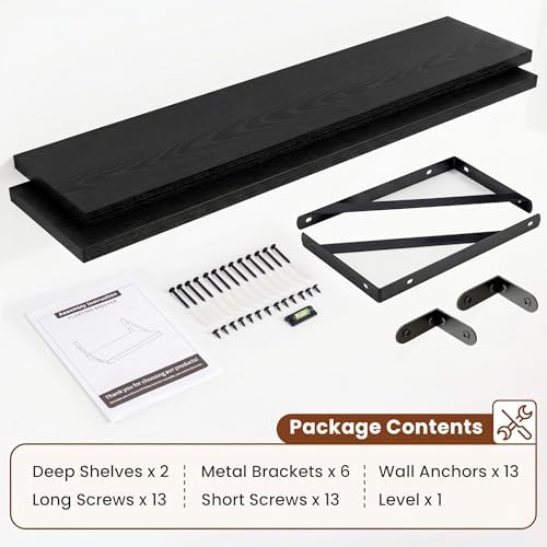 Deep Wall Shelves 48"W x 8"D Engineered Wood Floating Shelves - Image 4