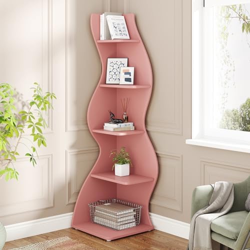 Tribesigns Corner Shelf, Modern 5-Tier Wall Corner Bookshelf, Stylish Corner - Image 2