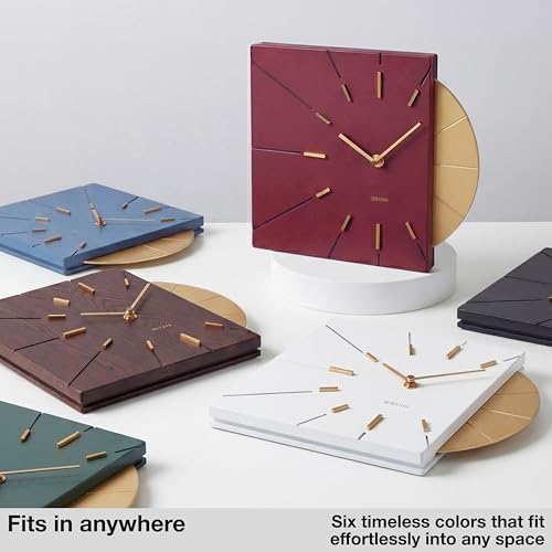 Driini Red and Gold Mid Century Modern Wall Clock, Battery Operated - Image 6