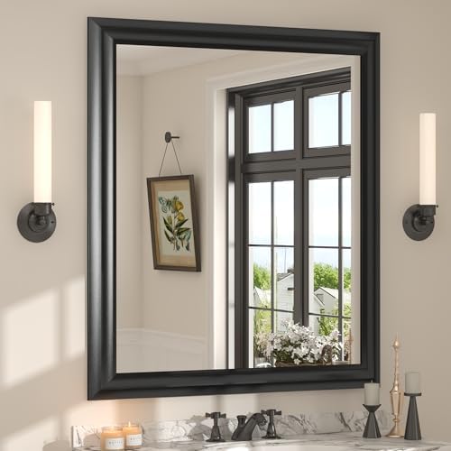 28x32 Inch Black Matte Bathroom Mirror by CHARMOR