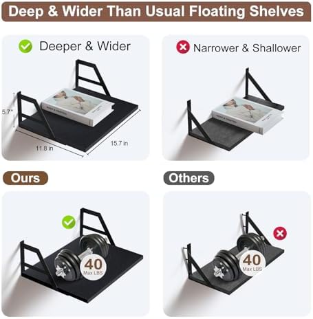 Tectocker-DOU 2 Pc Deep Floating Wall Shelves, Heavy Duty - Image 7