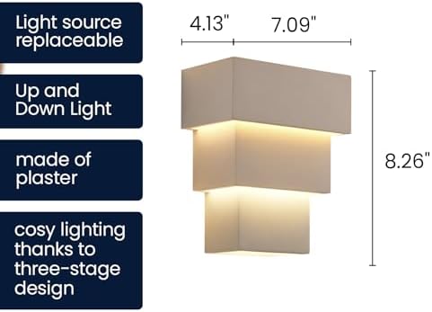 White Wall Sconce, Paintable Plaster Wall Light Fixture - Image 4
