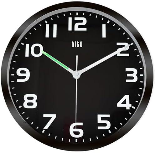 HITO 10 Inch Night Light Wall Clock Battery Operated Brightness Adjustable - Image 2