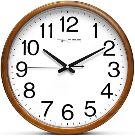 TIMESS 11-Inch Silent Non-Ticking Analog Wall Clock, Wood Yellow by TIMESS