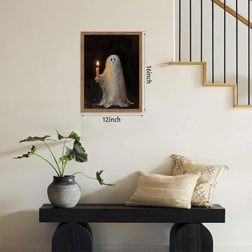 Framed Vintage Halloween Ghost Wall Art, Cute Spooky Ghost - Image 4