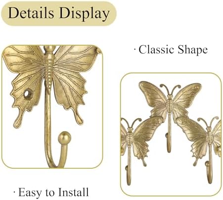 SOFFEE DESIGN Butterfly Gold Metal Wall Rack, Tiered Entryway Organizer - Image 5