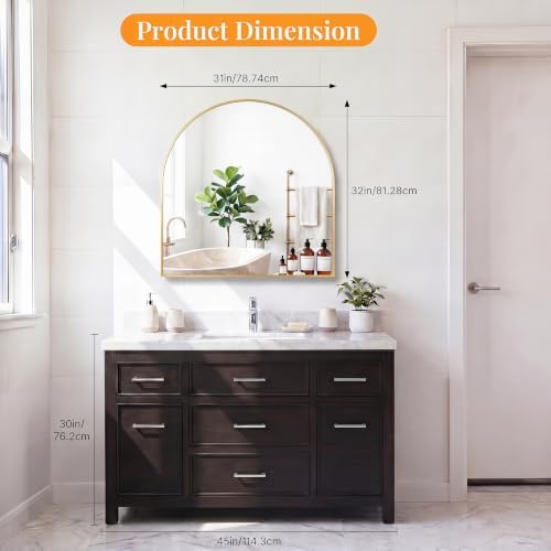Sweetcrispy 31"x32" Arched Bathroom Mirror, Bathroom Mirrors - Image 2