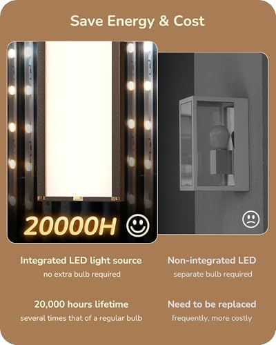 EDISHINE LED Outdoor Wall Lights, 15.7" Modern Outdoor Sconce, Oil Bronze - Image 3