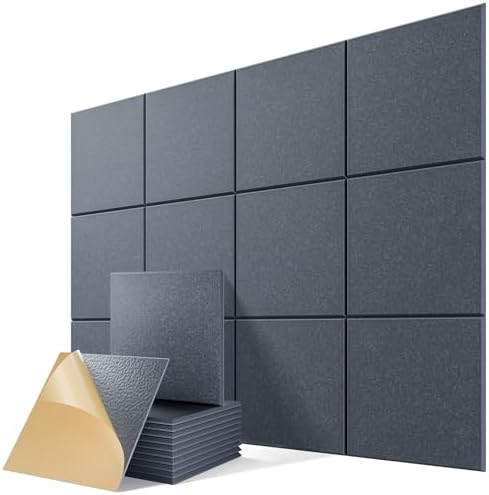 12 Pack Self-Adhesive Sound Proof Foam Panels by Lebenforce