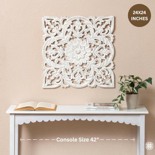 JFY Designs Blaze Hand Carved Wood Medallion Wall Panels Bedroom Décor - Image 2