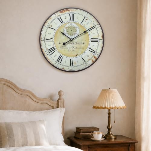 24 Inch Large Farmhouse Wall Clock, Silent Non-Ticking Battery Operated Wall - Image 7