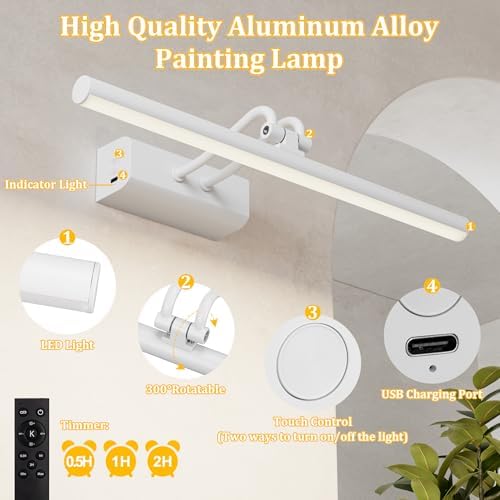 Battery Operated Picture Light for Wall, RF Remote Control - Image 7