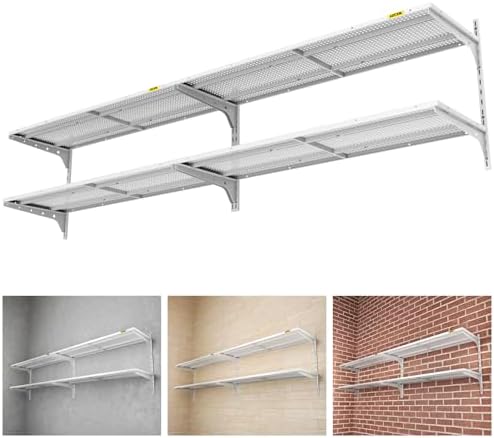 Aecxm 2-Pack 2 Tier 1.3x4ft Garage Shelving Wall Mounted, 520lbs Load by AECXM