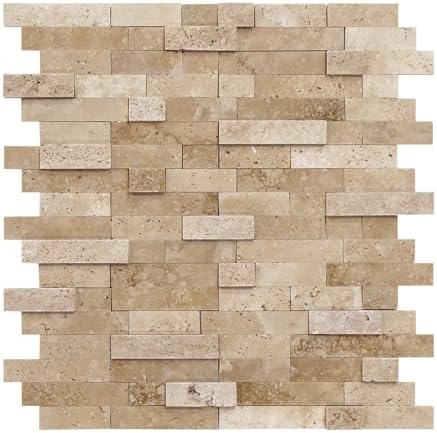SUNWINGS 5-Sheet Peel and Stick Mosaic Natural 3D Stone Self Adhesive Marble by Sunwings