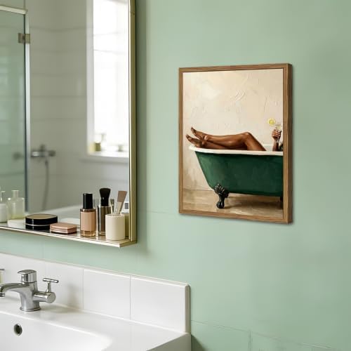 Black Woman Green Bathtub Wall Art Modern Luxury Bathroom Wall Decor Painting - Image 6
