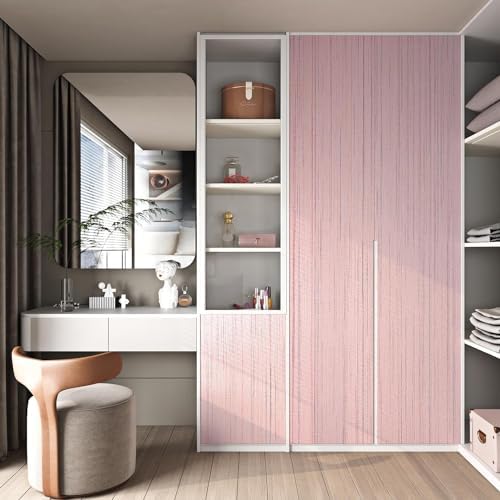 FunStick 24"x200" Pink Textured Wallpaper Stick and Peel Embossed Grass Cloth - Image 3