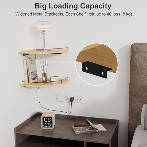 JJL Corner Shelf Wall Mounted, 12 Inches 2-Tier Floating Corner Shelf, Hexagon - Image 4