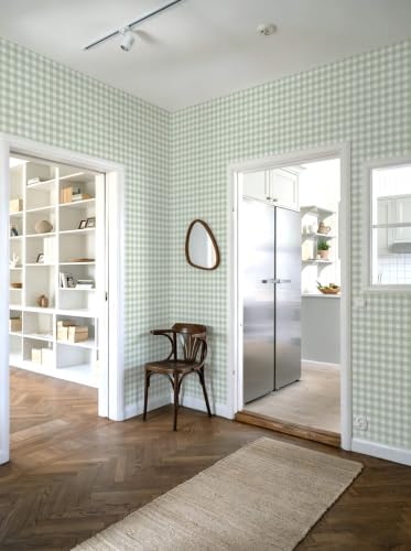 Heroad Green Peel and Stick Wallpaper Gingham Checkered Contact Paper Boho - Image 3