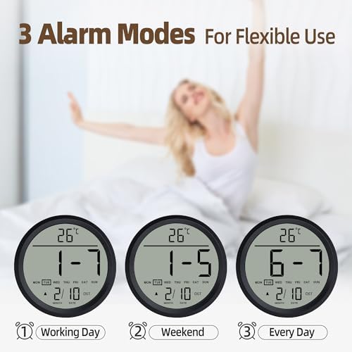 8" Round Digital Wall Clock Battery Operated - Image 5