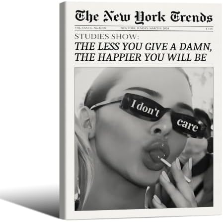 Trendy Black and White Newspaper Wall Art 12x16 in Wooden Framed Vintage by Unknown