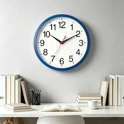 Rohioue Wall Clock Analog 8 Inch Blue Battery Operated Silent Clock - Image 5