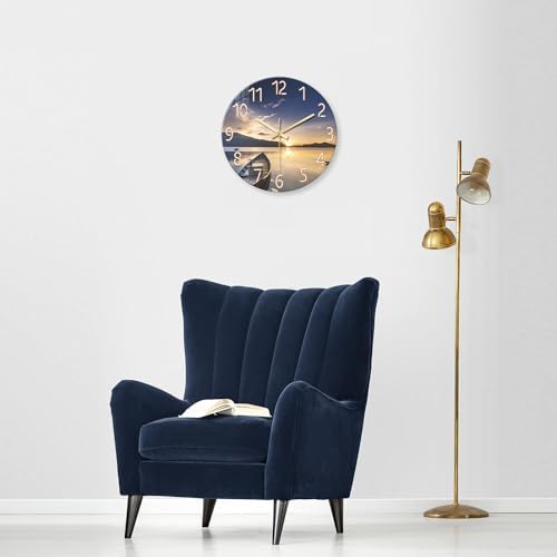 Round Glass Wall Clocks Battery Operated 14 Inch - Image 3