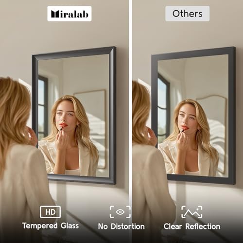 22x30 Inch Black Bathroom Mirror, Rectangle Vanity Wall Mirror - Image 4