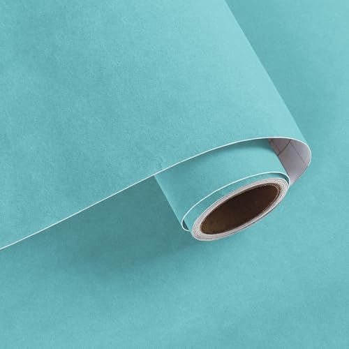 VaryPaper 15.7" x 78.7" Aqua Blue Velvet Fabric Self Adhesive Felt Drawer Liner by VaryPaper