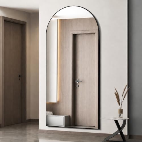 Simple Deluxe 68"x25" Arched Full Length Mirror–Black Aluminum Alloy Floor by SimpleDeluxe