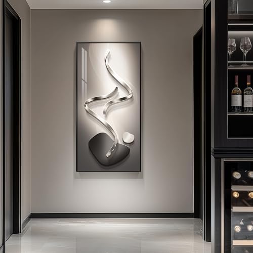 Large Framed Black Gray Abstract Wall Art - Image 3