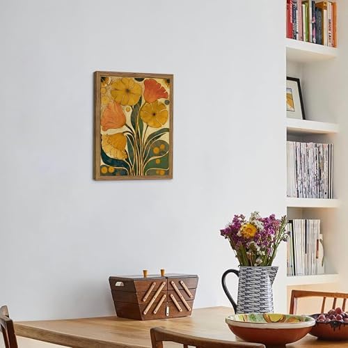 Framed Vintage Art Nouveau Floral Wall Art, Retro Rustic Botanical Artwork - Image 2