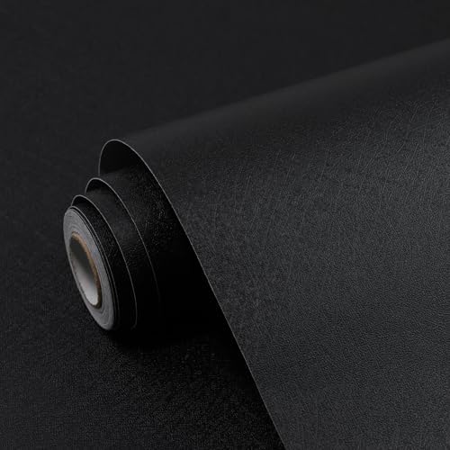 Black Contact Paper Solid Black Peel and Stick Wallpaper 17.3"x300" Matte Self by Qianglive