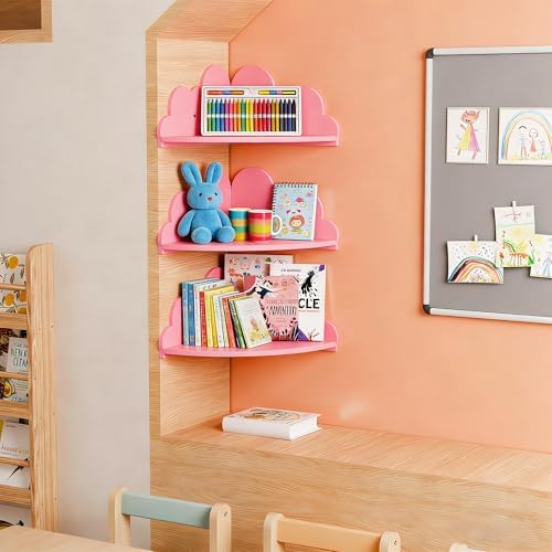 Cloud Corner Floating Shelves, Cute Nursery Wall Decor, Small Wooden Display - Image 7