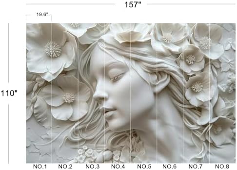 Serene 3D White Woman Floral Portrait Wallpaper - Image 5