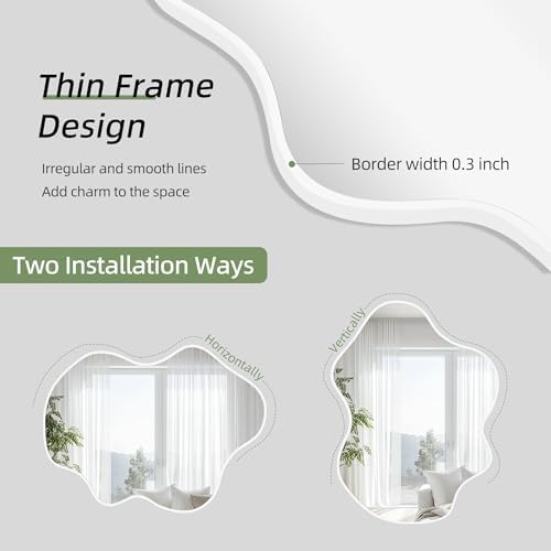 Irregular Wall Mirrors 24x36 Inch, Cloud Shaped Bathroom Mirror - Image 5